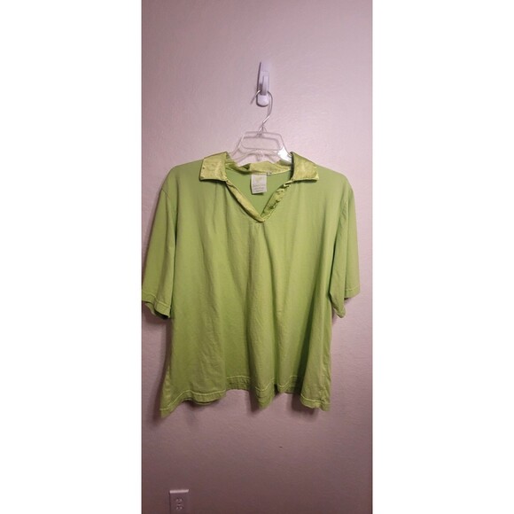 Johnny Was Tops - JOHNNY WAS 3x LIME GREEN short sleeve Polo Shirt - 100% cotton